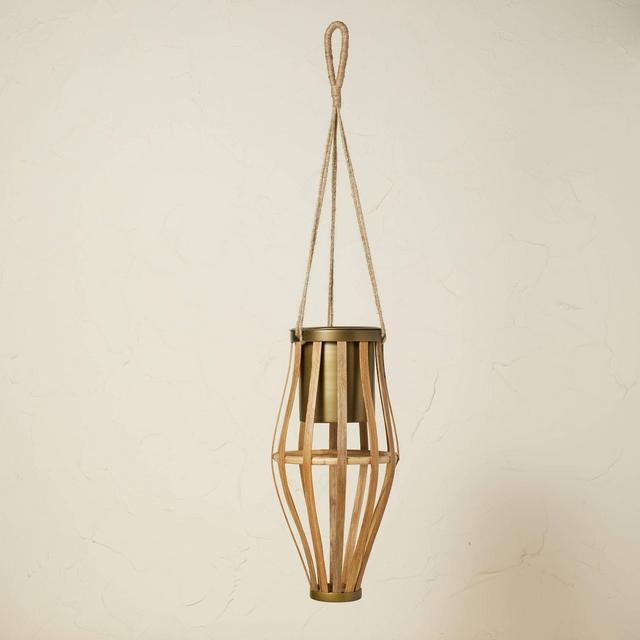 14.5" x 6.5" Metal/Rattan Hanging Planter Natural - Opalhouse™ designed with Jungalow™
