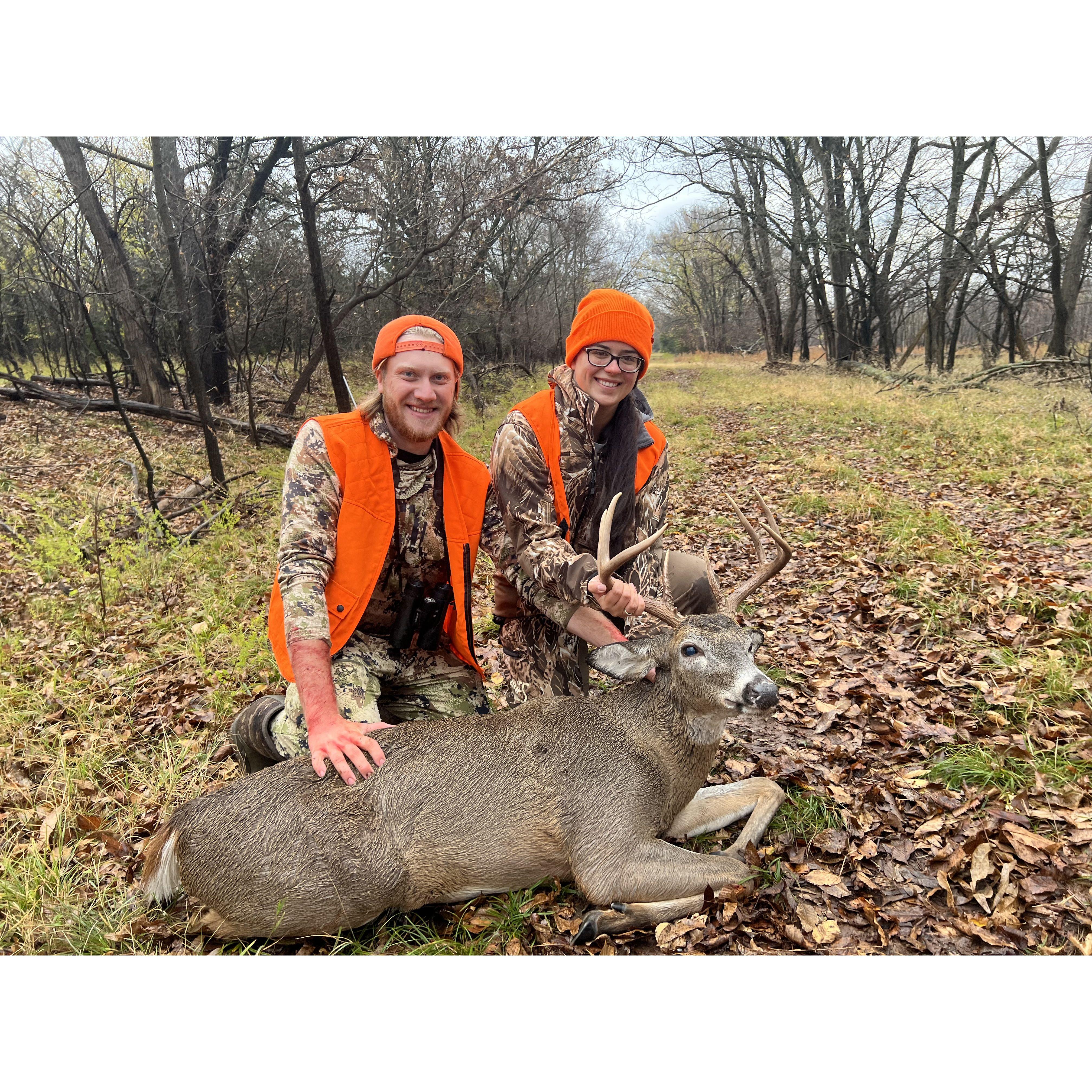 Tyler helped Cherokee harvest her first deer!