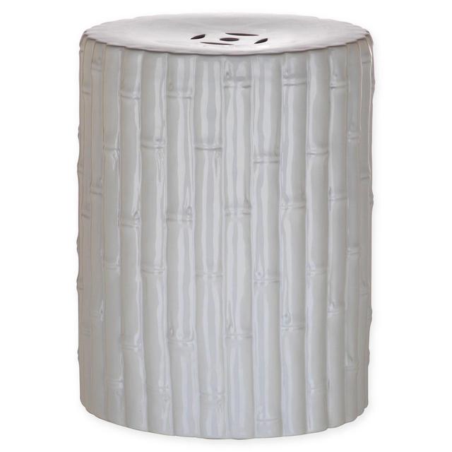 Safavieh Bamboo-Style Ceramic Garden Stool in White