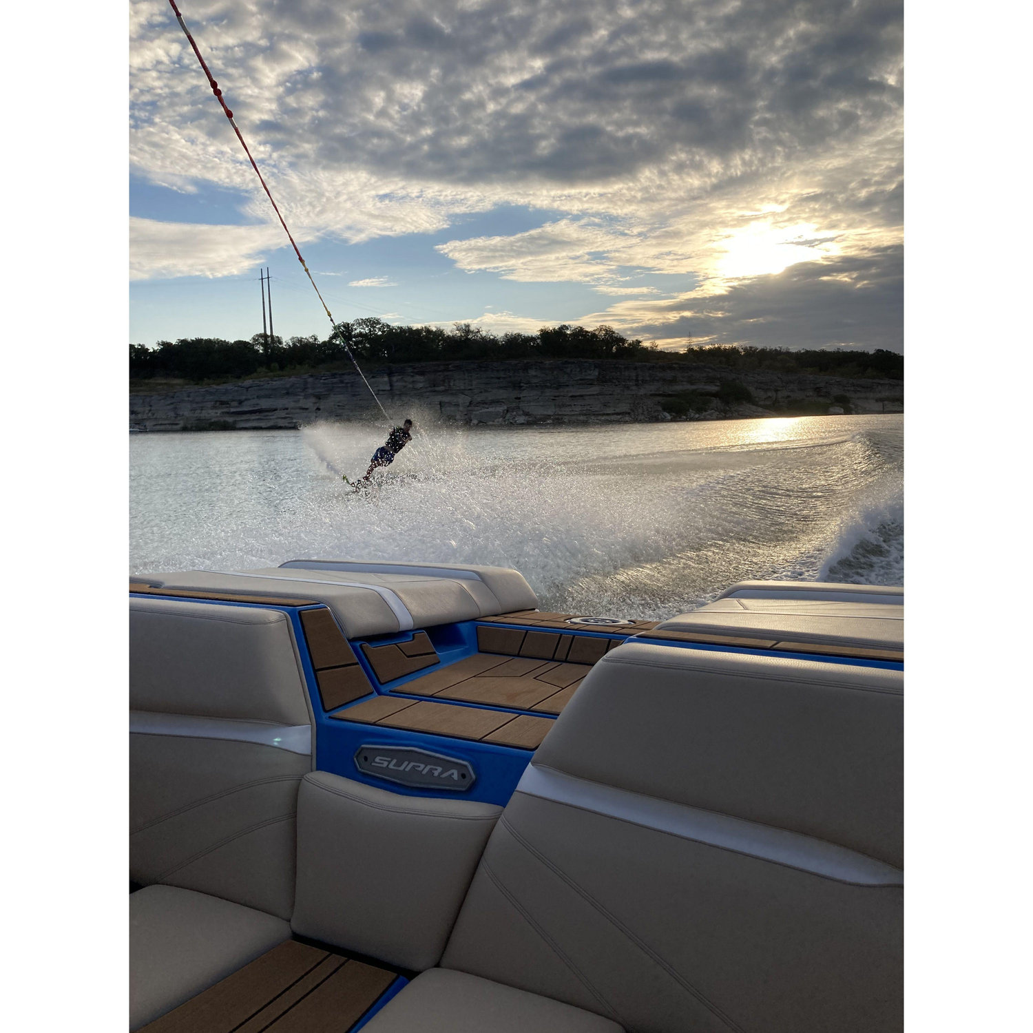 Brice slalom skiing for the first time of the season to make sure he's still got it.