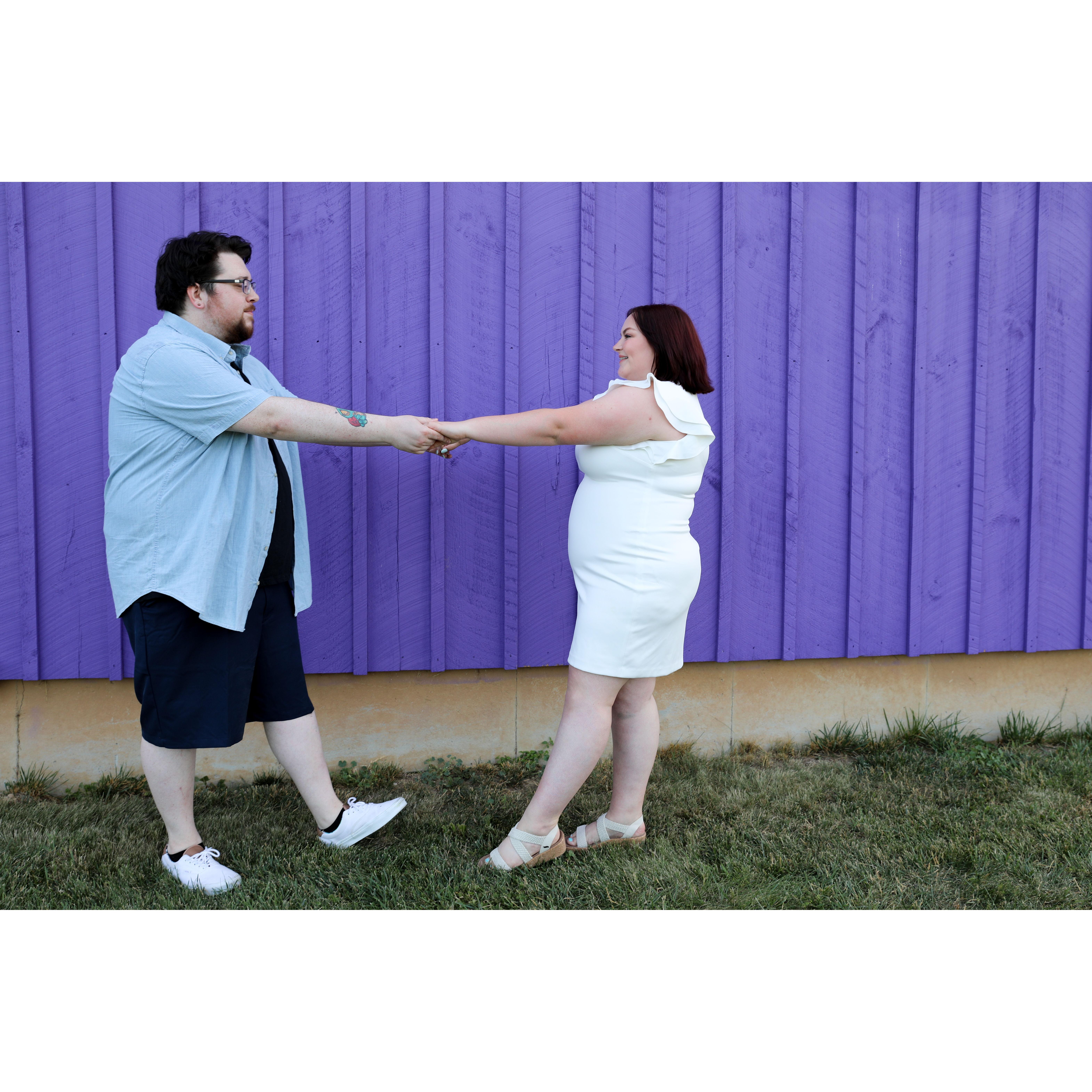 Engagement photoshoot at Sunset Ridge Lavender Farms. Photographer was Bloom Photography, LLC