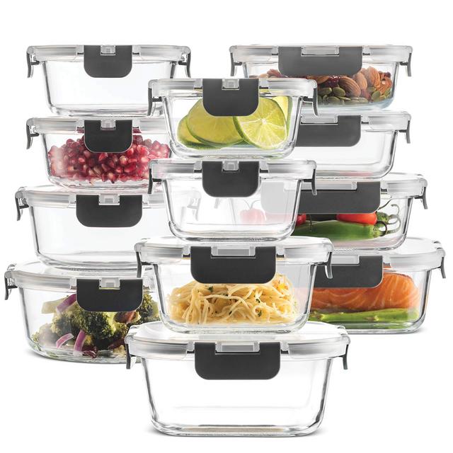 24-Piece Glass Food Storage Containers Set