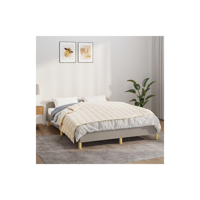 VidaXL Weighted Blanket Light Cream 54.3 in.x78.7 in. 13.2 lb Fabric