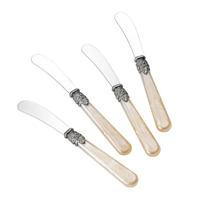 CATHYLIN REVERIE Collection 4-piece Stainless Steel Butter Spreader Cheese Knife, Hand Craft, Italian Style Design, Giftable Butter Knives set, Bread Knife set(4 pcs, Gold Handle)