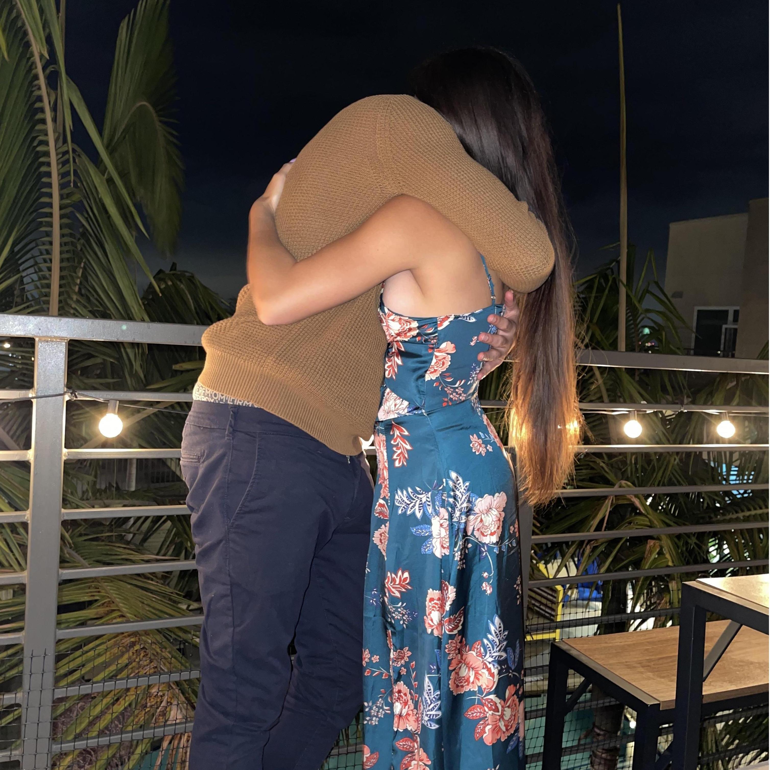 Late night hugs after our 1 year anniversary dinner.