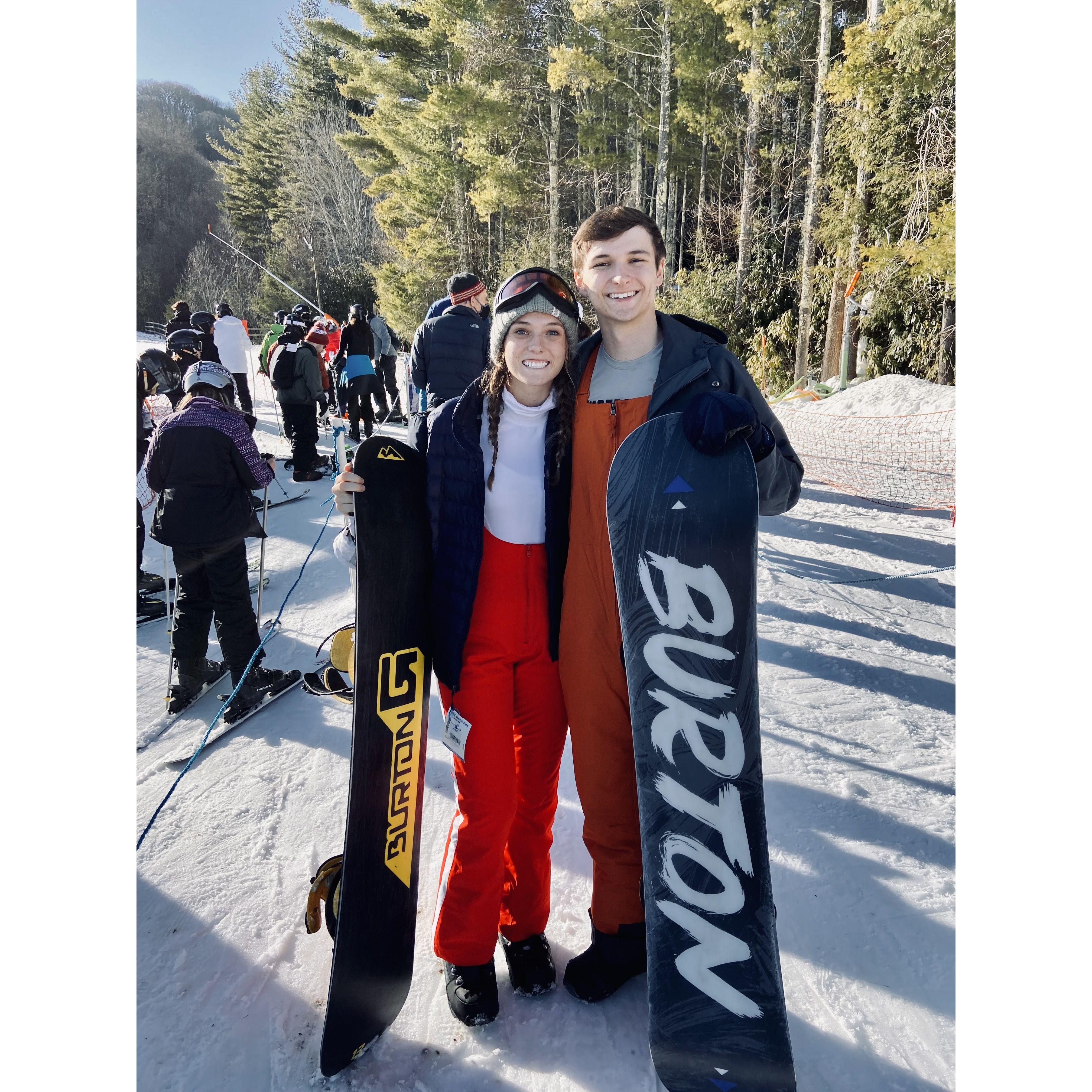 Learning to snowboard together