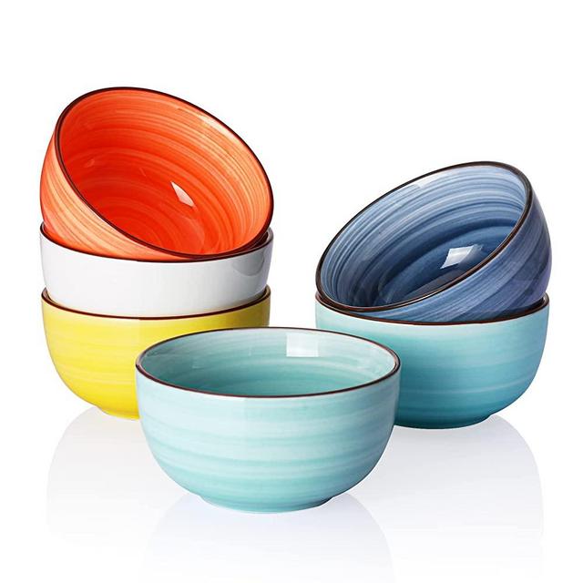 Sweese Porcelain Mini Bowls - 4 Ounce for Dipping Sauces, Small Side Dishes - Set of 6, Multicolor, Hot Assorted Colors, No. 143.002