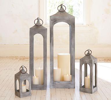 Caleb Lantern - White Weathered