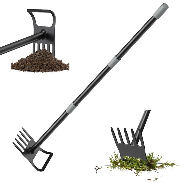 Hoe Garden Tool, 2 in 1 Heavy Duty Gardening Tools, 17 to 45 Inch Adjustable Weeding Tool with Gray Sheath, The Garden Hoe is Used to Loosen Soil and Weed in a Vegetable or Flower Garden