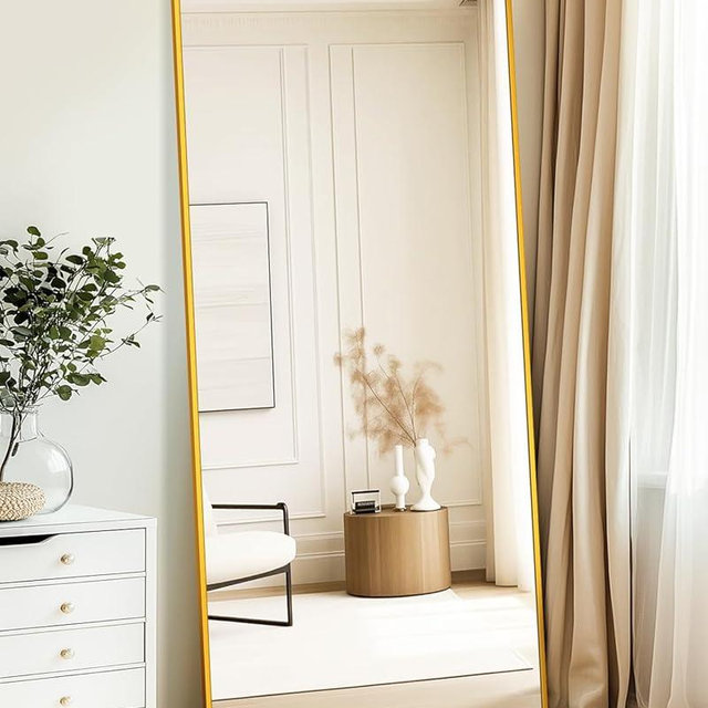 Antok Floor Mirror, 71"×28" Full Length Mirror with Stand Freestanding for Bedroom Living Room, Gold