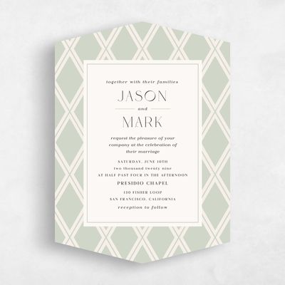 Green Diamond Wedding Invitation - Diamant Portrait