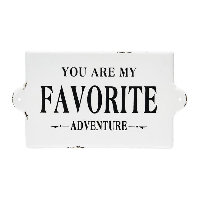 Creative Co-Op Distressed Metal Sentimental "You Are My Favorite Adventure" Wall Sign, Black and White