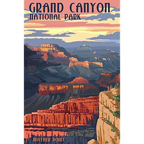 Grand Canyon National Park, Arizona - Mather Point (12x18 Art Print, Wall Decor Travel Poster)