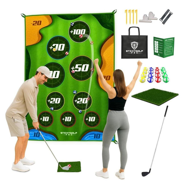 Golf Game for Adults Outdoor Indoor - Backyard Chipping Set with Sticky Balls - Family Entertainment Multi-Player Action - Friend and Party Activity - Gift for Golfers