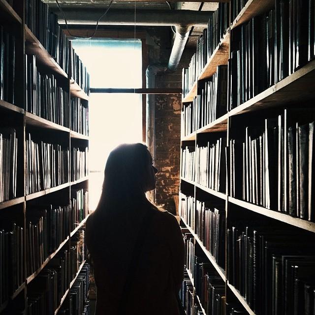 April 10th, 2014:
While exploring their favorite bookstore in Detroit, John K. King Used Books Emilio took this of Samantha. 📸