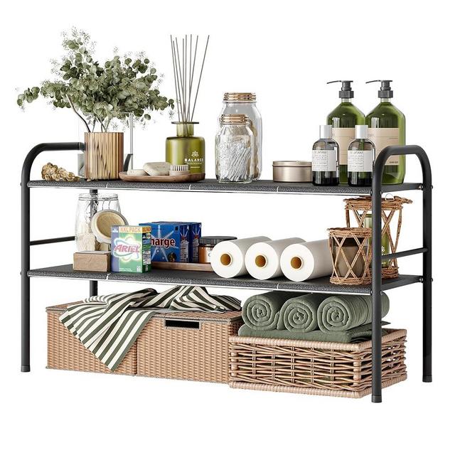 NETEL Under Sink Organizer, 2-Tier Expandable Cabinet Shelf, Under Sink Organizers and Storage with 8 Plastic Panels, Multi-Use for Kitchen, Bathroom, Shoes Storage