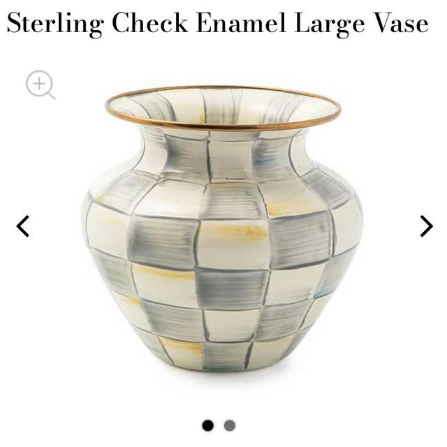 Mackenzie Childs Sterling Check Enamel Large Vase