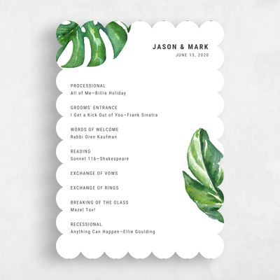 Green Scalloped Wedding Program - Cruise