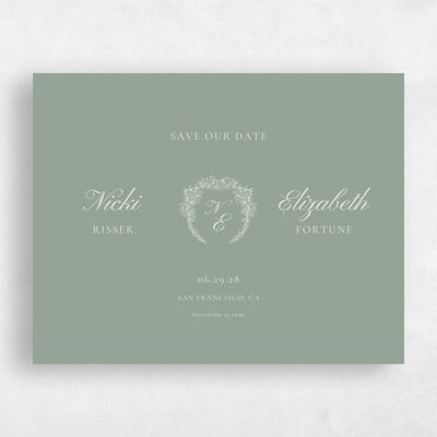 Sage, Green Wedding Save the Date - Pasquo Landscape