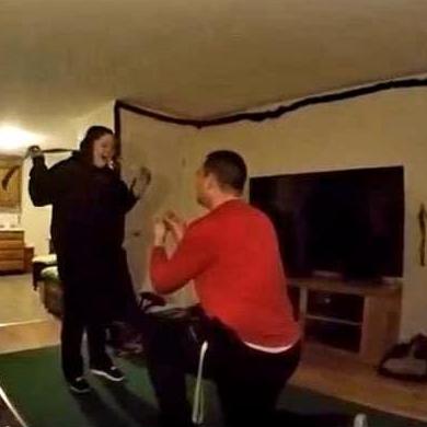 Joey proposing in front of our new big tv 12.15.18