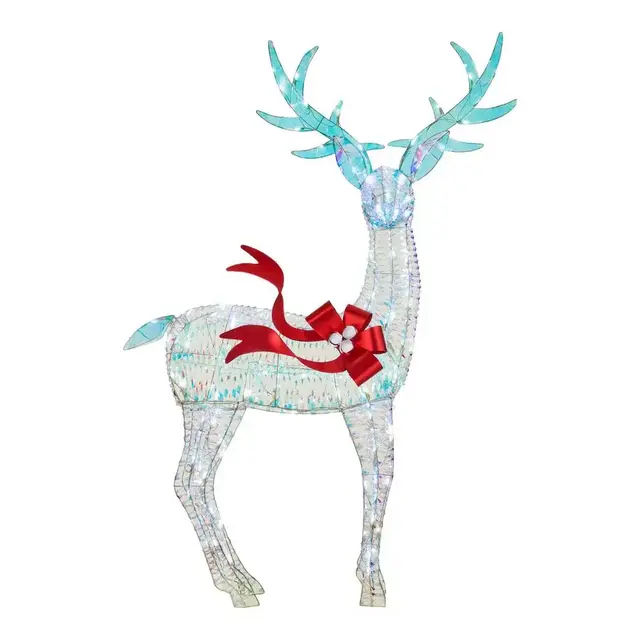 6 ft 90-Light White Sparkle Iridescent Reindeer Buck Yard Sculpture