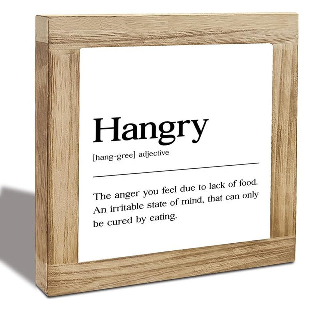 Hangry Definition Sign, Funny Kitchen Decoration, Dining Room Shelf Decor, Kitchen Signs Decoration, Rustic Wooden Plaques Sign, Decorative Wood Signs