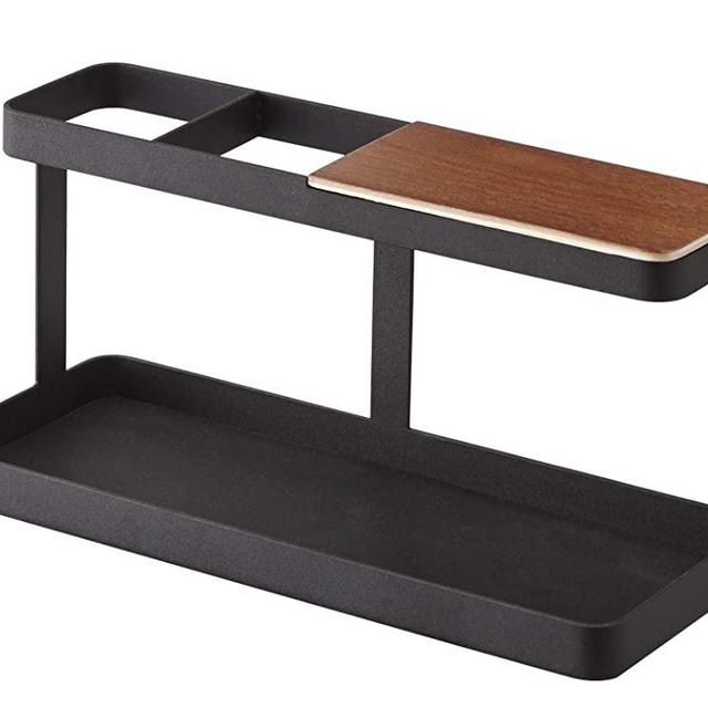 YAMAZAKI home Tower Desk Bar - Wood & Steel Organizer, Black