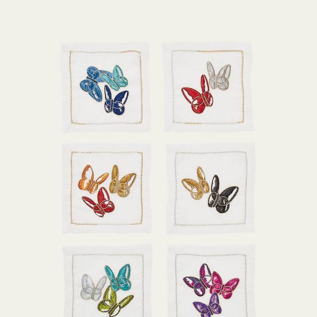 Baccarat x Kim SeybertButterflies Cocktail Napkins, Set of 6