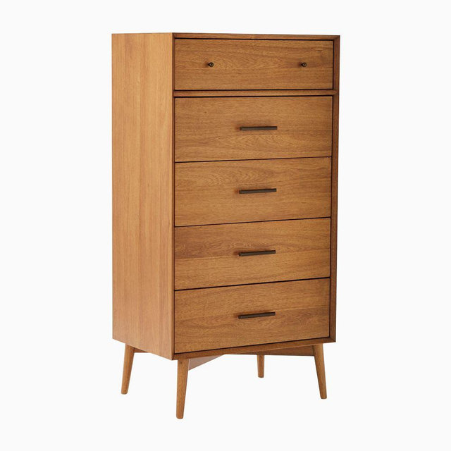 Mid-Century 5 Drawer Narrow, Acorn