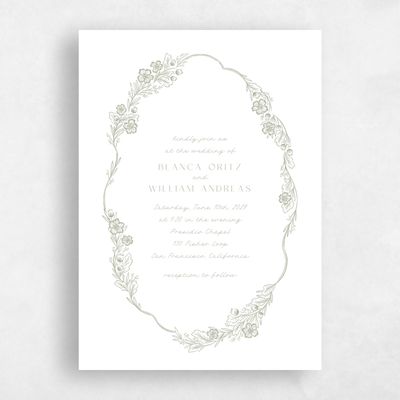 White Wedding Invitation - Ariadne Portrait