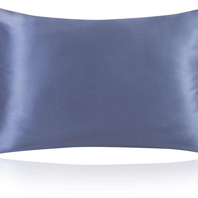 ZIMASILK 100% Mulberry Silk Pillowcase for Hair and Skin,with Hidden Zipper,Both Side 19 Momme Silk,600 Thread Count, 1pc (Queen 20''x30'', Gray Blue)