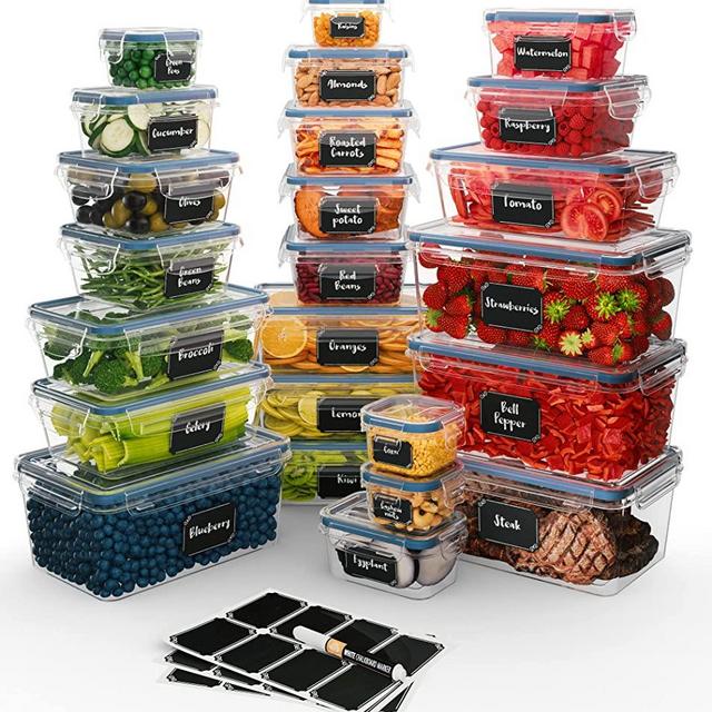 Chef's Path Food Containers with Lids (48 Piece - 24 Pack) - Airtight Plastic Containers for Pantry & Kitchen Organization - BPA-Free Fridge Containers for Meal Prep and Food Storage