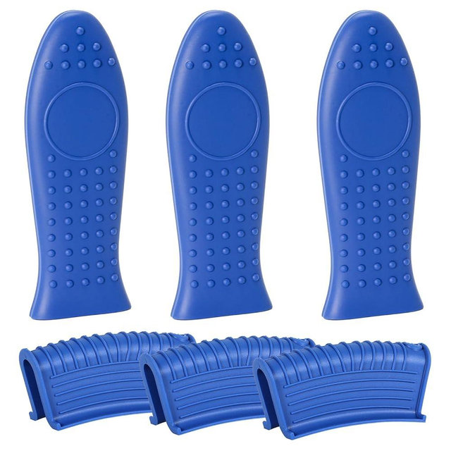 Joyhalo Cast Iron Skillet Handle Cover, 6 Pack Heat Resistant Pot Covers, Silicone Sleeve for Pans, Blue