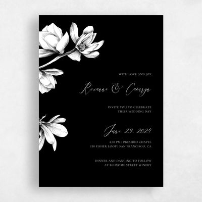 Black Wedding Invitation - Novela Portrait