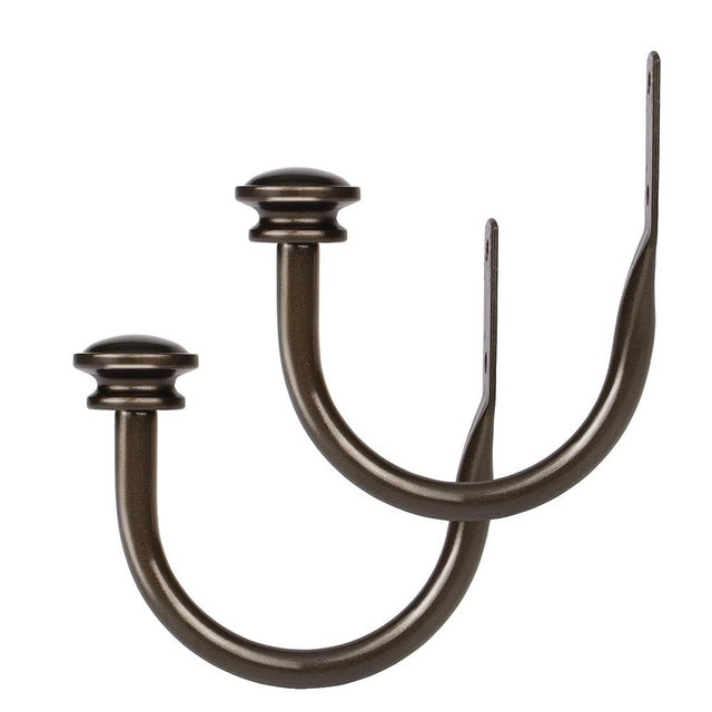 TONIAL Curtain Holdbacks 2 Pack, Decorative Window Drapery Tiebacks for Wall with Small Finials (1 Pair/2 Pack), Bronze
