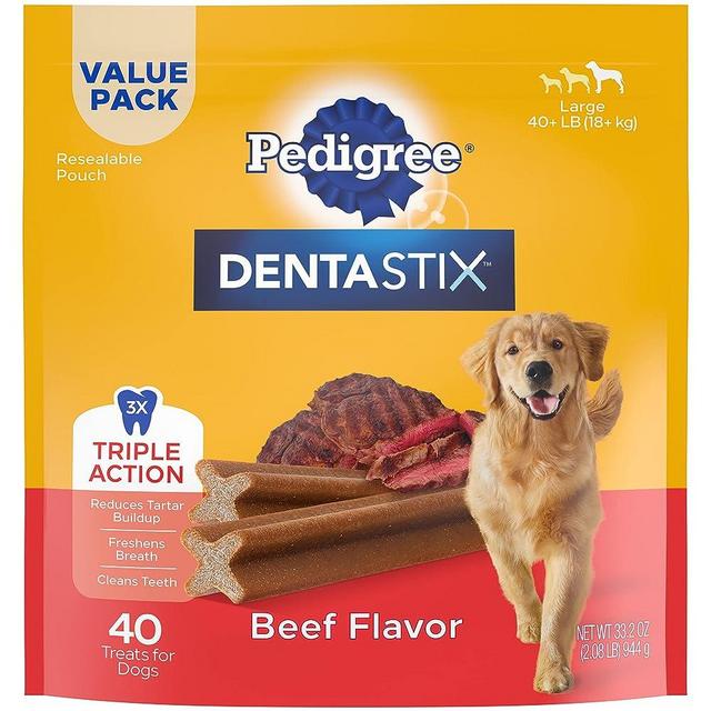 PEDIGREE DENTASTIX Large Dog Dental Treats Beef Flavor Dental Bones, 2.08 lb. Value Pack (40 Treats)