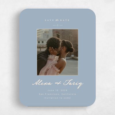 Blue Rounded Wedding Save the Date - Finnian Photo