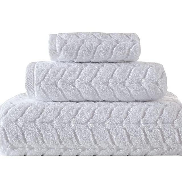 Bagno Milano 100% Turkish Cotton Jacquard Luxury Towel Set – Quick Dry Non-GMO Ultra-Soft, Plush and Absorbent Luxury Durable Turkish Towels Set (White, 3 pcs Towel Set)