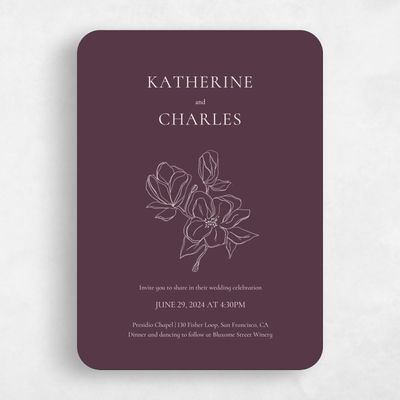Purple Rounded Wedding Invitation - Ahlers Portrait