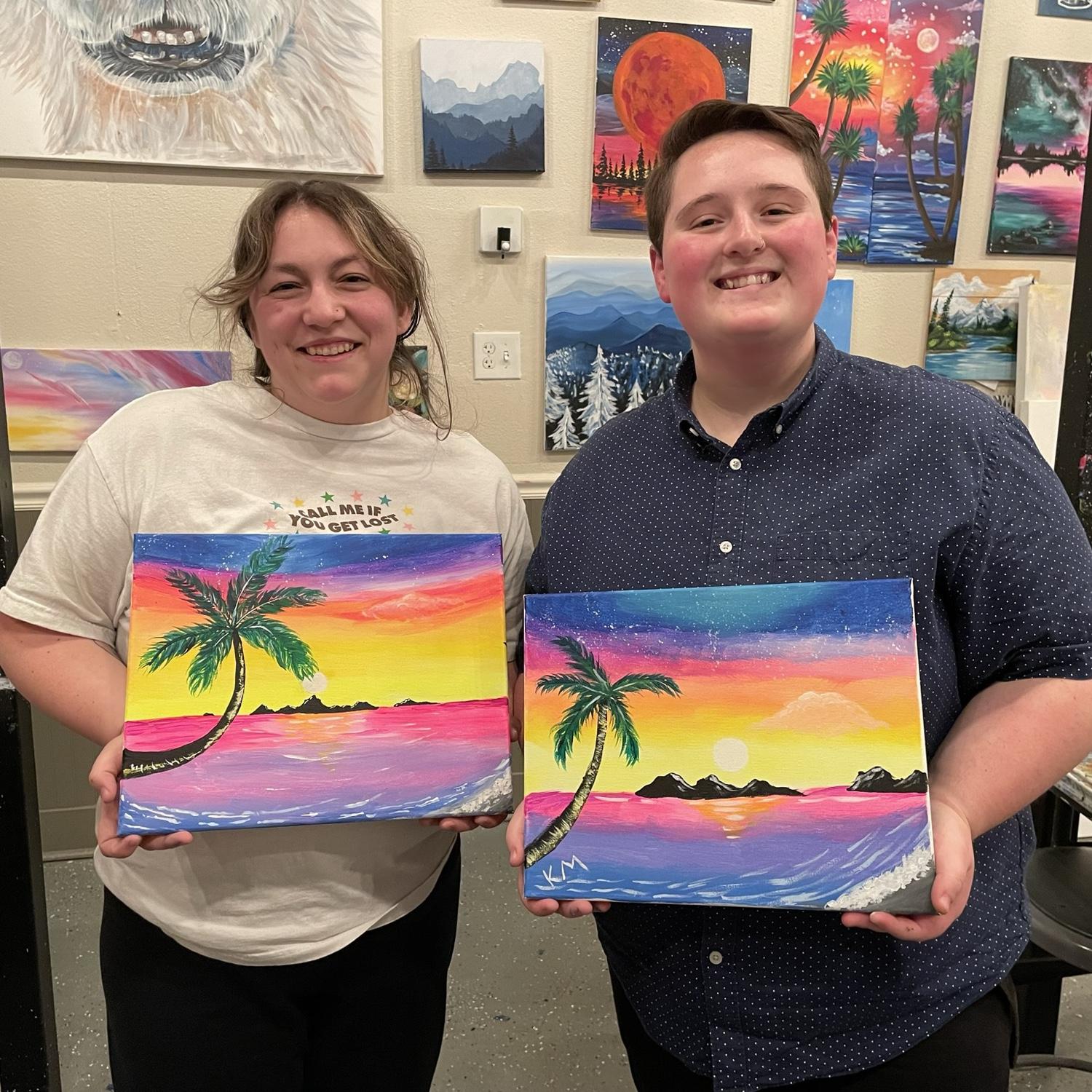 One of our first dates together at painting with a twist! Kelly surprised me with this date after work. We had so much fun doing this. -Carissa