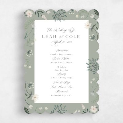 Green Scalloped Wedding Program - Valentina