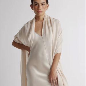 IVORY Featherweight Cashmere Silk Frayed Edge Scarf