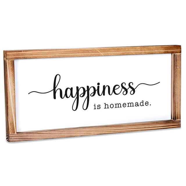 Happiness is Homemade Sign - Rustic Farmhouse Decor for the Home Sign - Wall Decorations for Living Room, Modern Farmhouse Wall Decor, Rustic Home Decor with Solid Wood Frame - 8x17 Inch