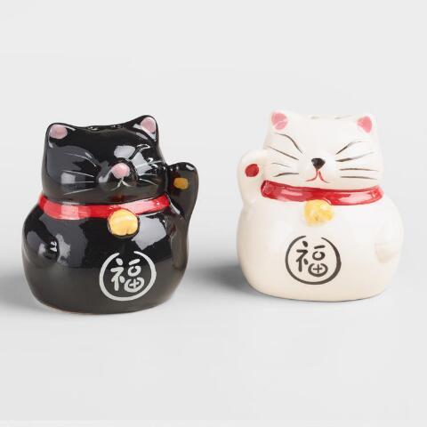 Lucky Cat Salt and Pepper Shaker Set