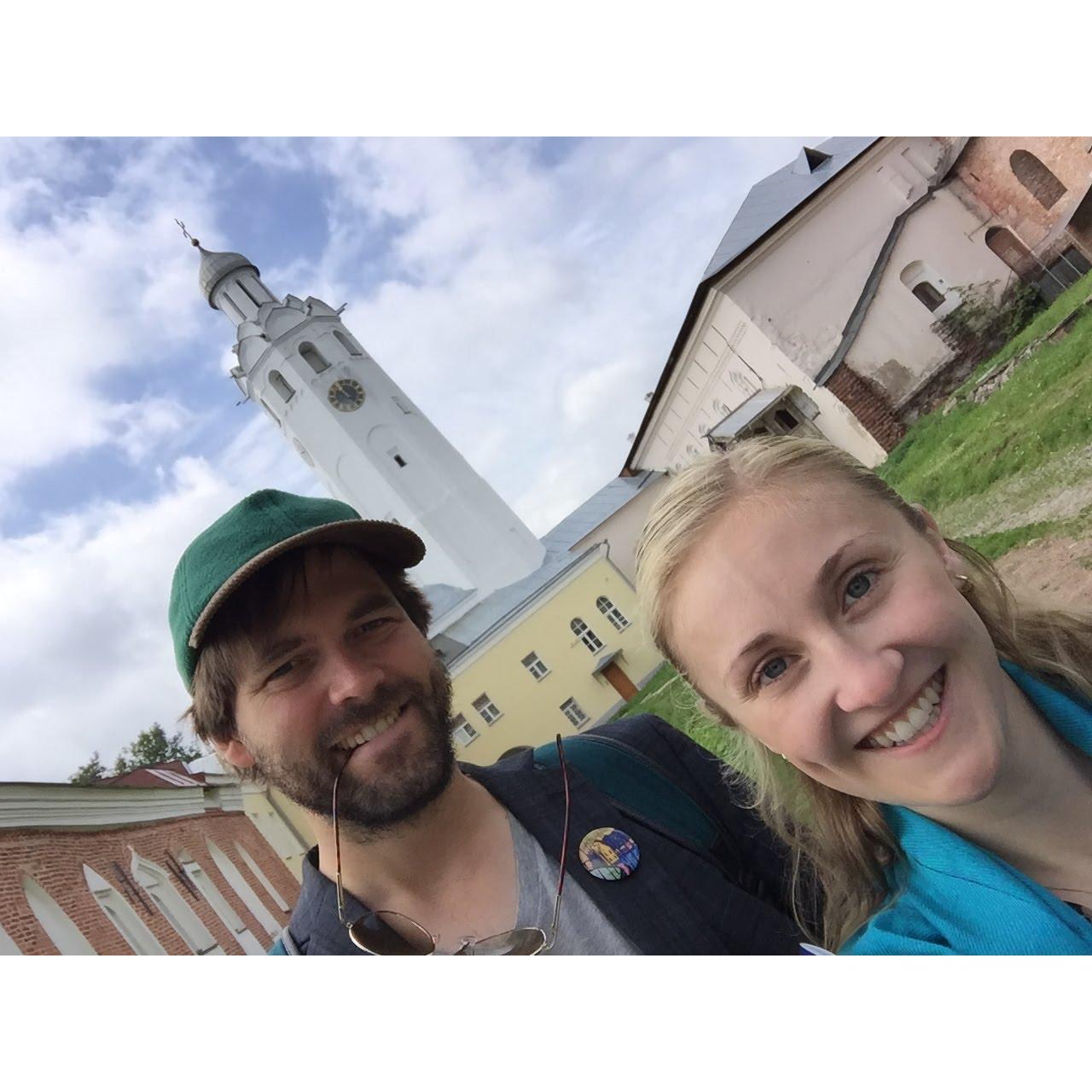Christopher and Carrie took a trip to Russia in 2016. Here they are exploring a monastery outside of Veliky Novgorod.