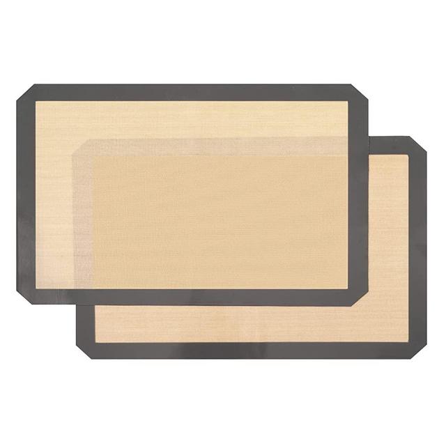 Elyum Silicone Baking Mat, 2 Pack Non-Stick Silicone Mat for Baking, Reusable Heat Resistant Half Sheet Baking Mat Food Grade for Cookies Macarons Bread Pastry (16.5"x11.6", Grey)