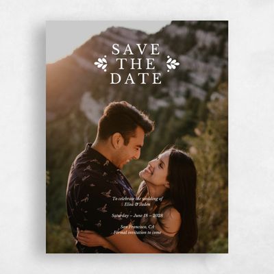 White Photo Wedding Save the Date - Cabrillo Portrait