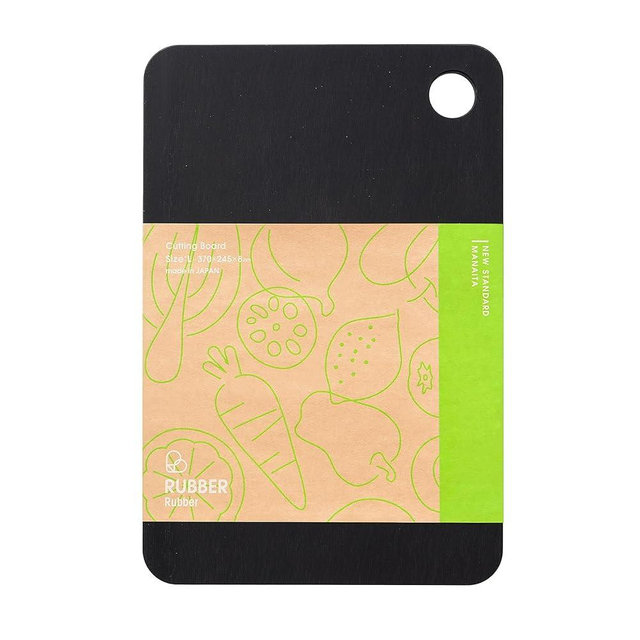 RUBBER Rubber NBD003 Rubber Cutting Board, Black, L, Synthetic Rubber, Large, Made in Japan, 14.6 x 9.6 x 0.3 inches (370 x 245 x 8 mm)