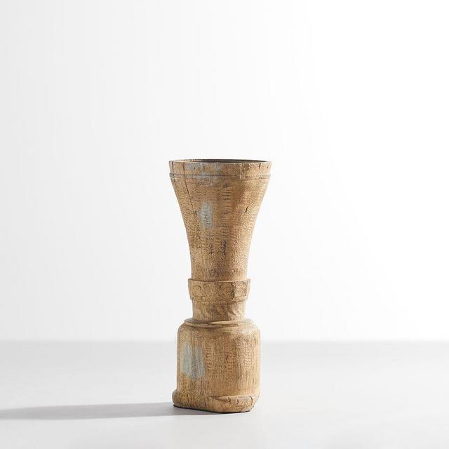 Ava Wood Pillar Holders, Natural, Small