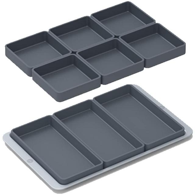 Cheat Sheets Pro Set with Pan, Modular Sheet Pan Dividers, Premium Bakeware, Non Stick Silicone with Carbon Steel Sheet Pan (9 Dividers, 1 Pan, Charcoal)